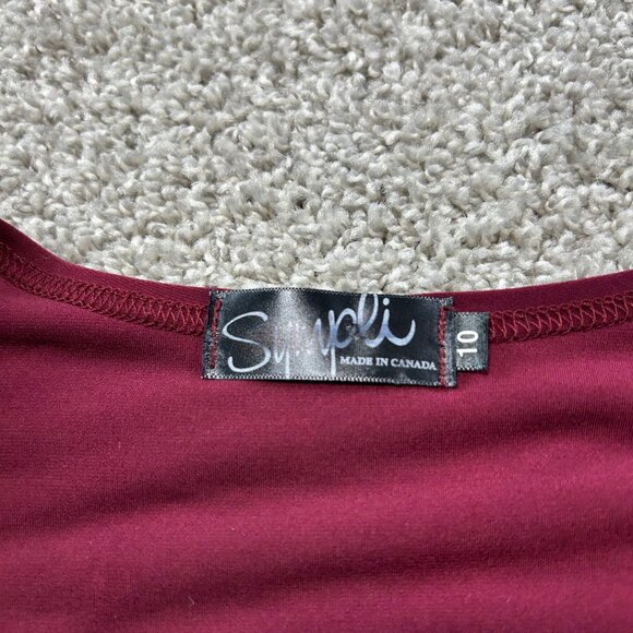 Sympli Women's Sz 10 Burgundy Hi-Low 3/4 Sleeve Tunic Top Polyester - Picture 5 of 10